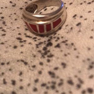 926 silver(marked) Navajo ring  red coral stones